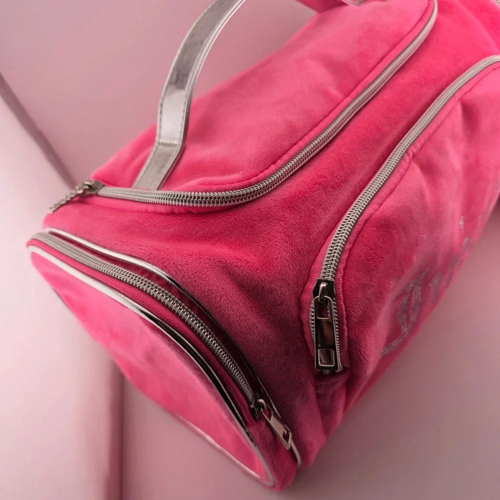 Juicy Couture Pink Velour Rhinestone Makeup Bag Toiletry Cosmetic‎ Y2K Style